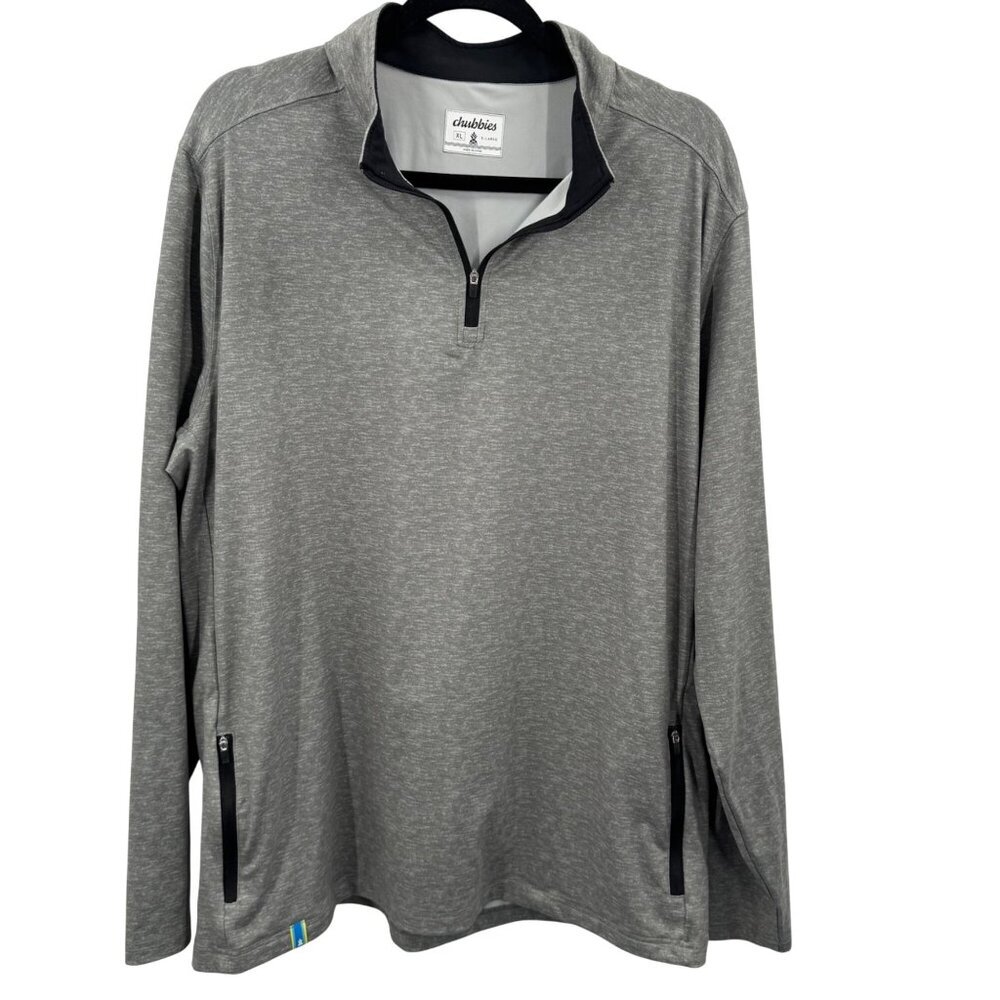 Chubbies Mens Quarter-Zip Athletic Pullover Long Sleeve XL Gray Polyester Blend